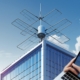 antenna system on building with cell phone
